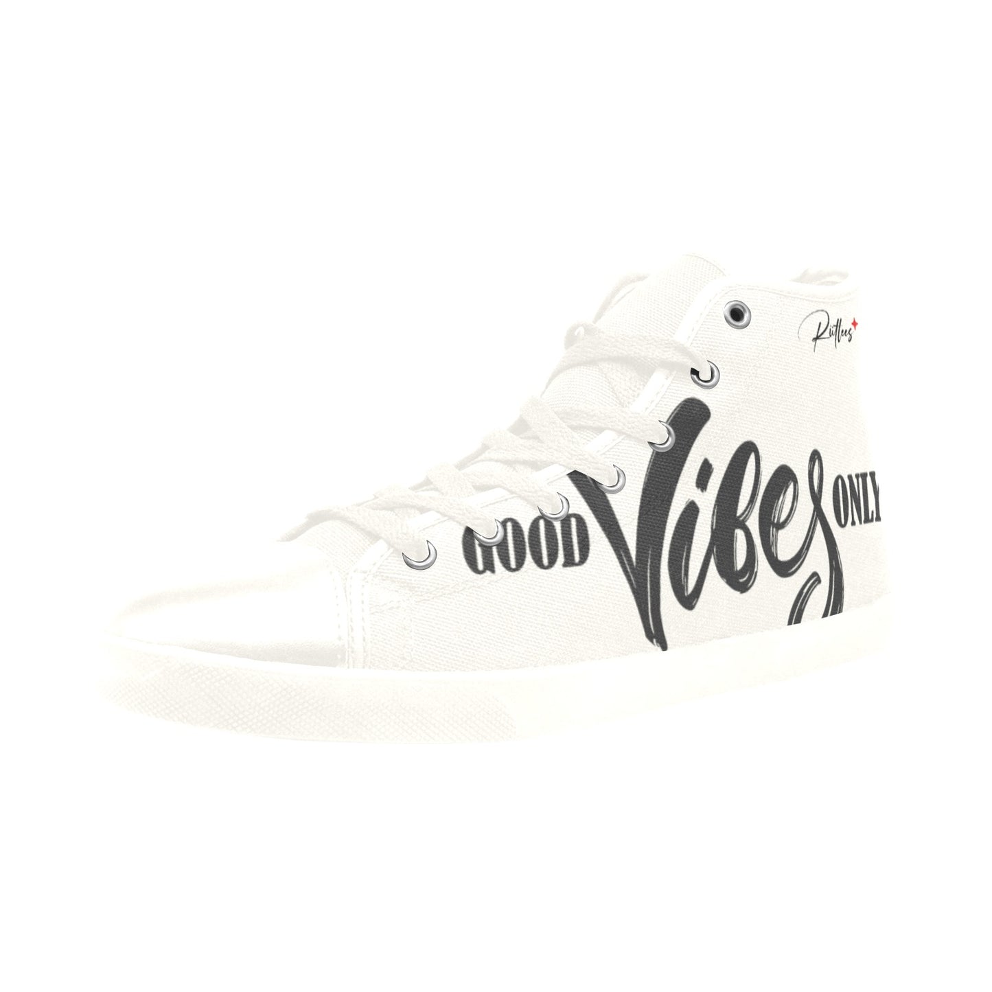Good Vibes Only - White High Top Canvas Men's Shoes