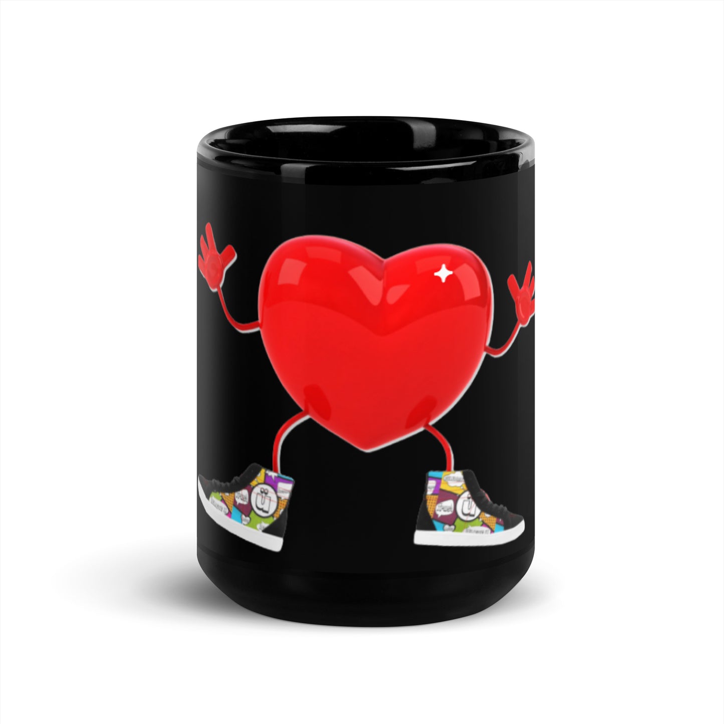 Affirm A Positive Heart Black Glossy Mug