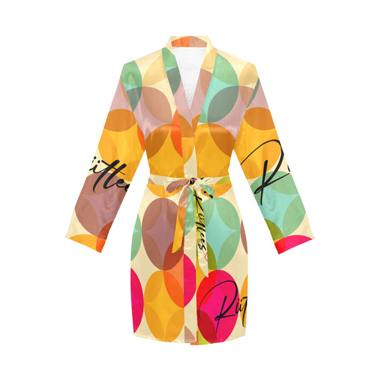 All Positive Colorful Women's Long Sleeve Belted Night Robe